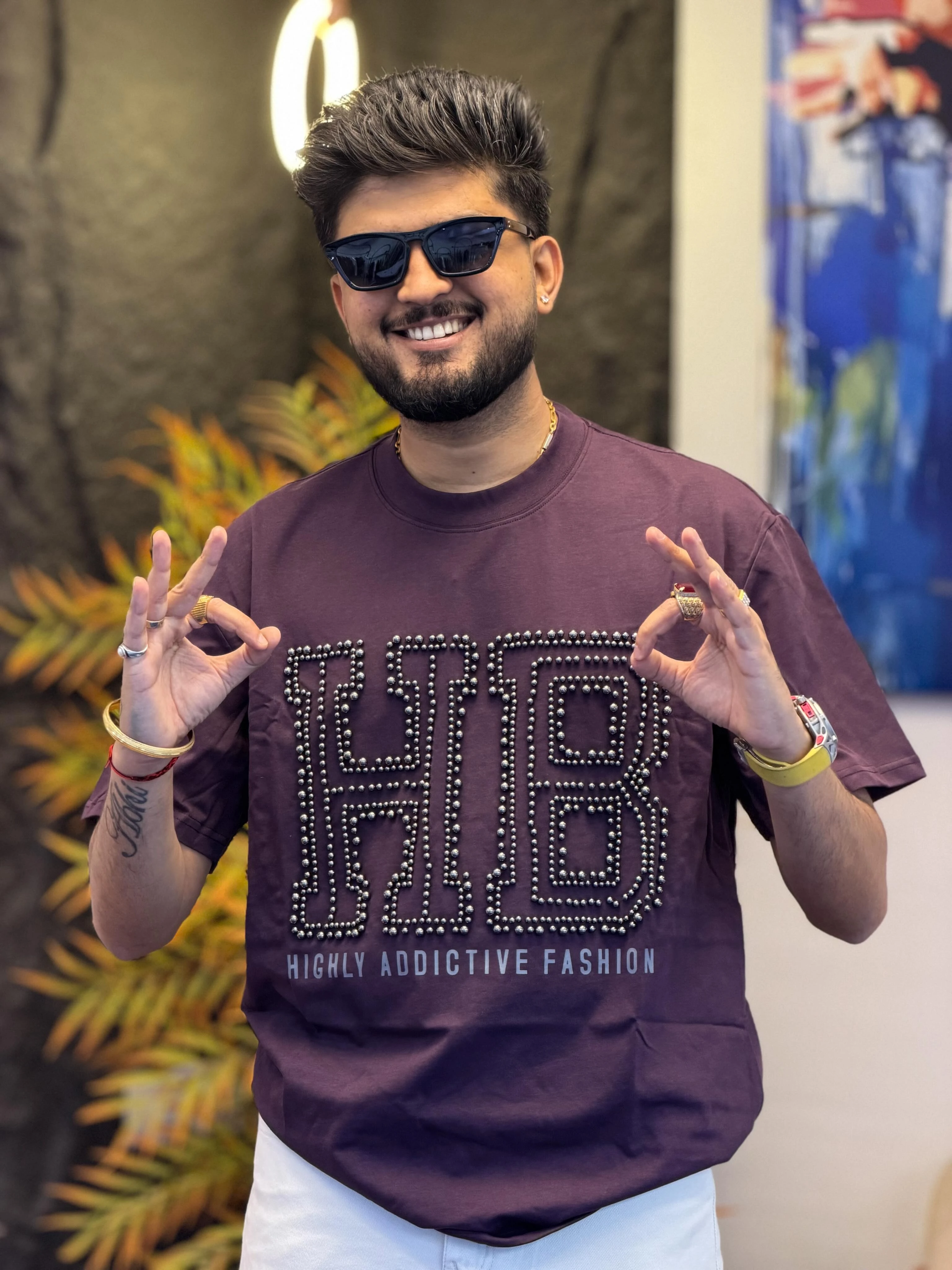 Men's Premium Oversized Graphic T-Shirt - Plum Purple