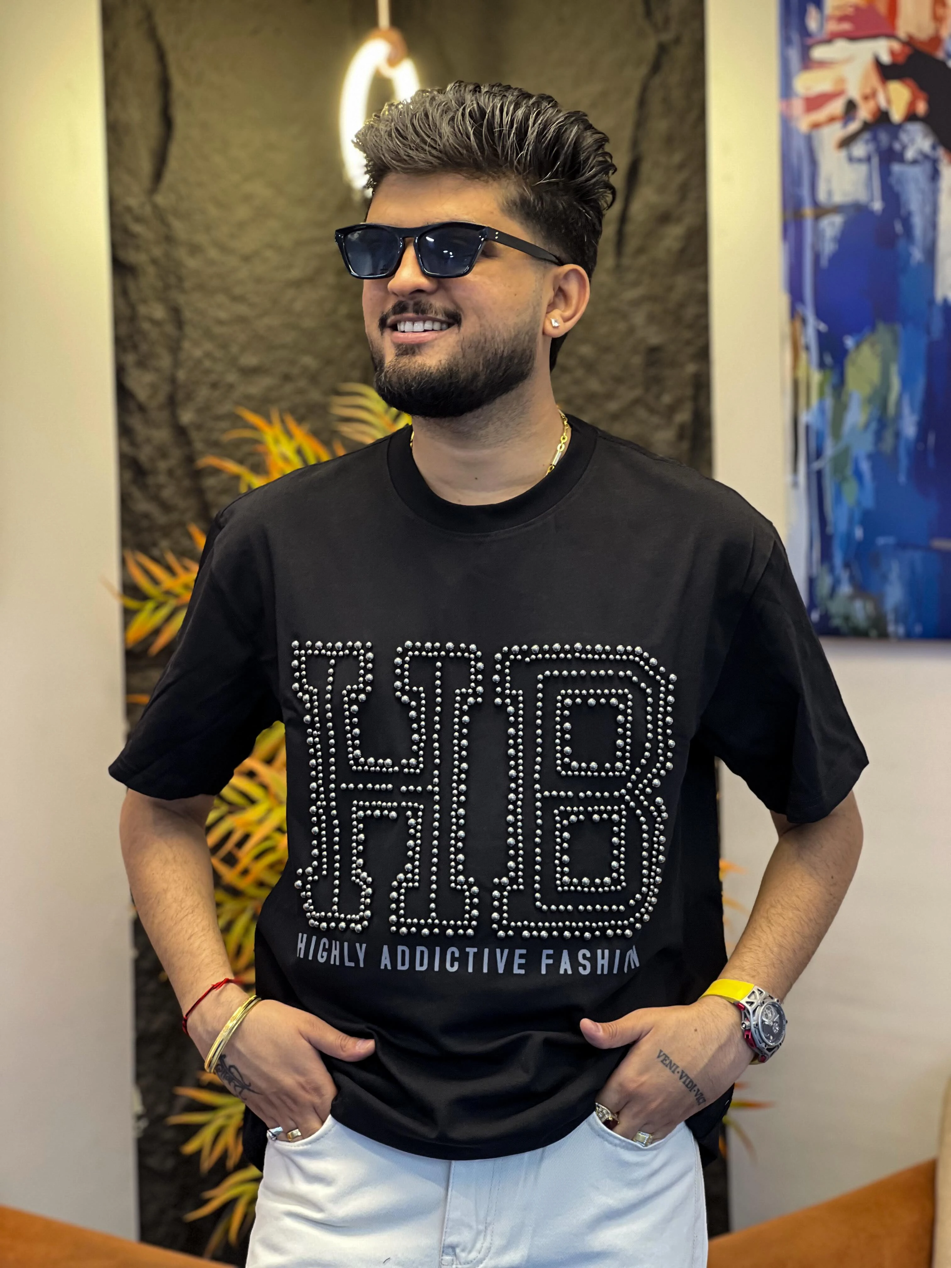 Men's Premium Oversized Graphic T-Shirt - BLACK