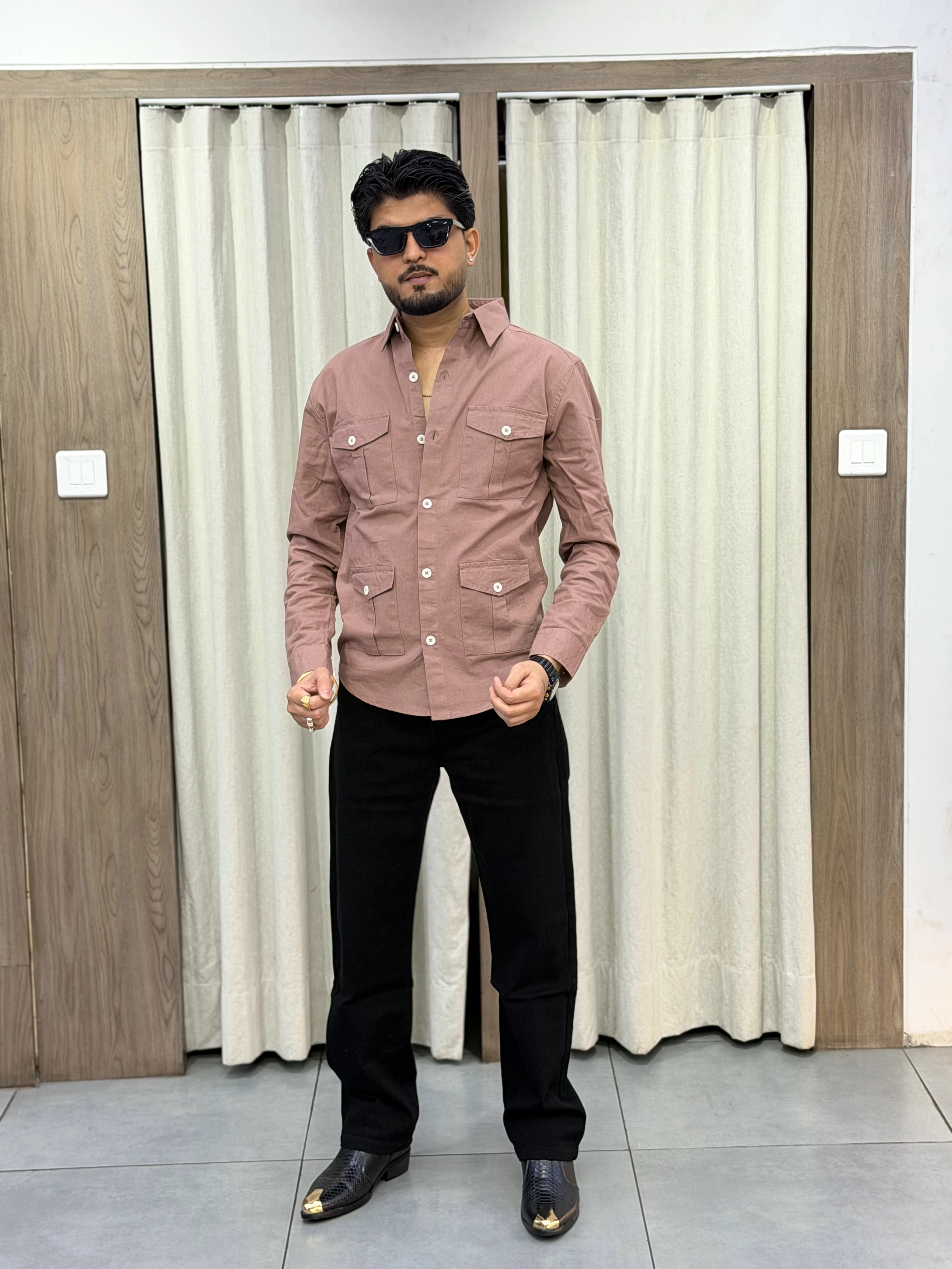 PREMIUM QUALITY FOUR POCKET HUNTING SHIRTS - Dusty Pink
